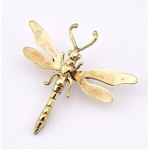 Antique Victorian Gold Filled Dragonfly Brooch Clip Moveable Wings Fabric Clip